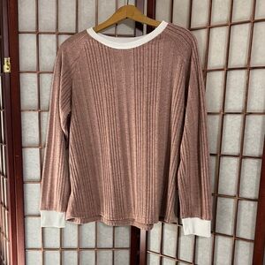 Striped Soft Pink and Cream Sweater 22 inches PTP
